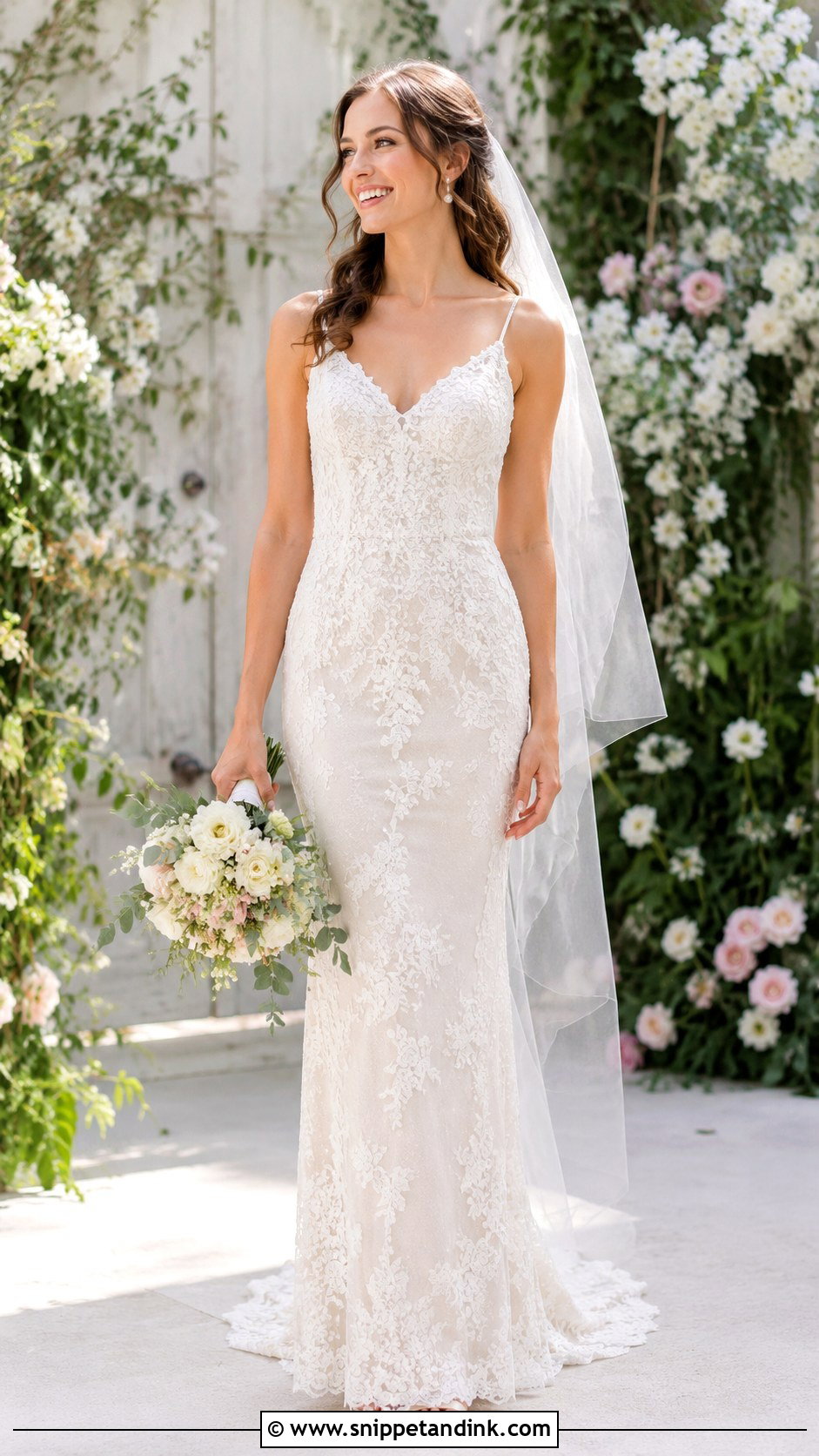 Slim Floral Wedding Dress - Snippet and Ink - 25 Slim Wedding Dress Ideas