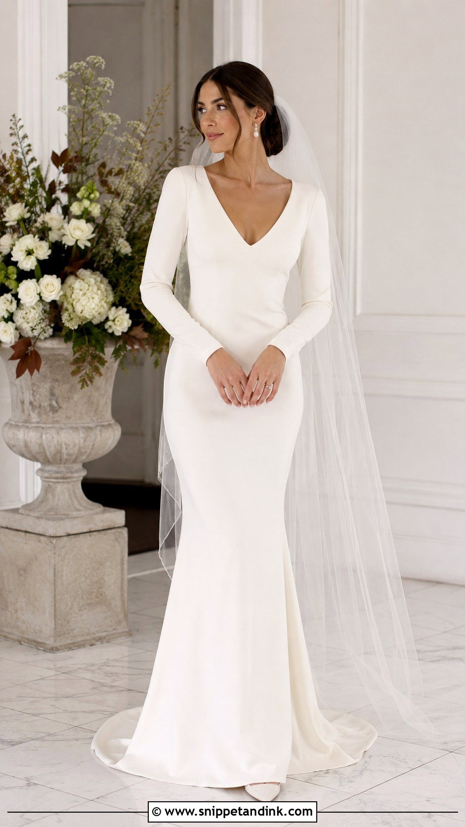 Slim Long Sleeve Wedding Dress - Snippet and Ink - 25 Slim Wedding Dress Ideas