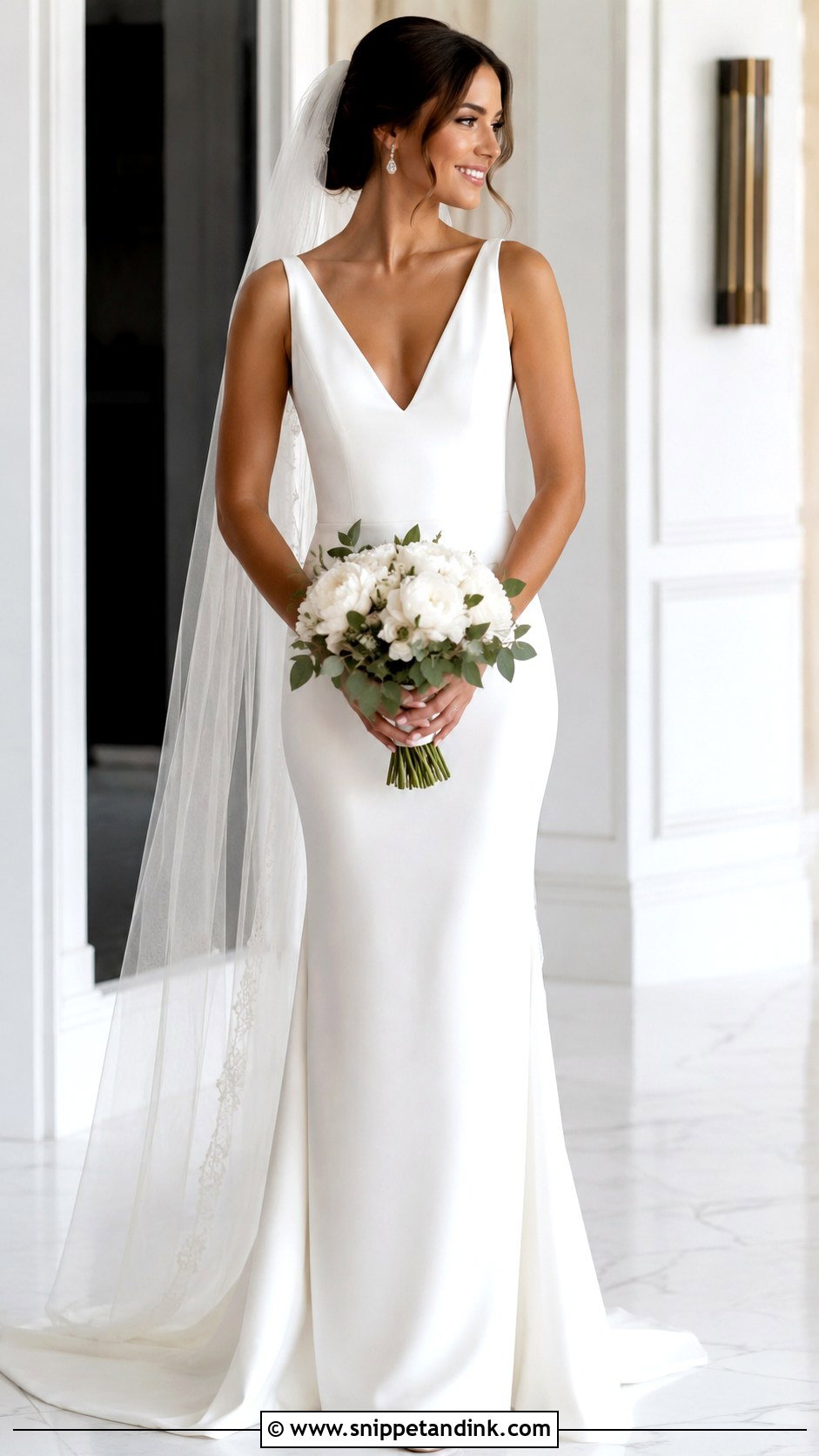 Slim V Neck Wedding Dress - Snippet and Ink - 25 Slim Wedding Dress Ideas