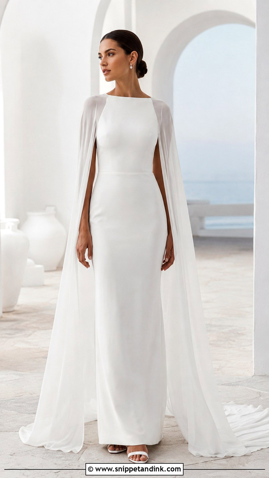 Slim Wedding Dress With Cape - Snippet and Ink - 25 Slim Wedding Dress Ideas