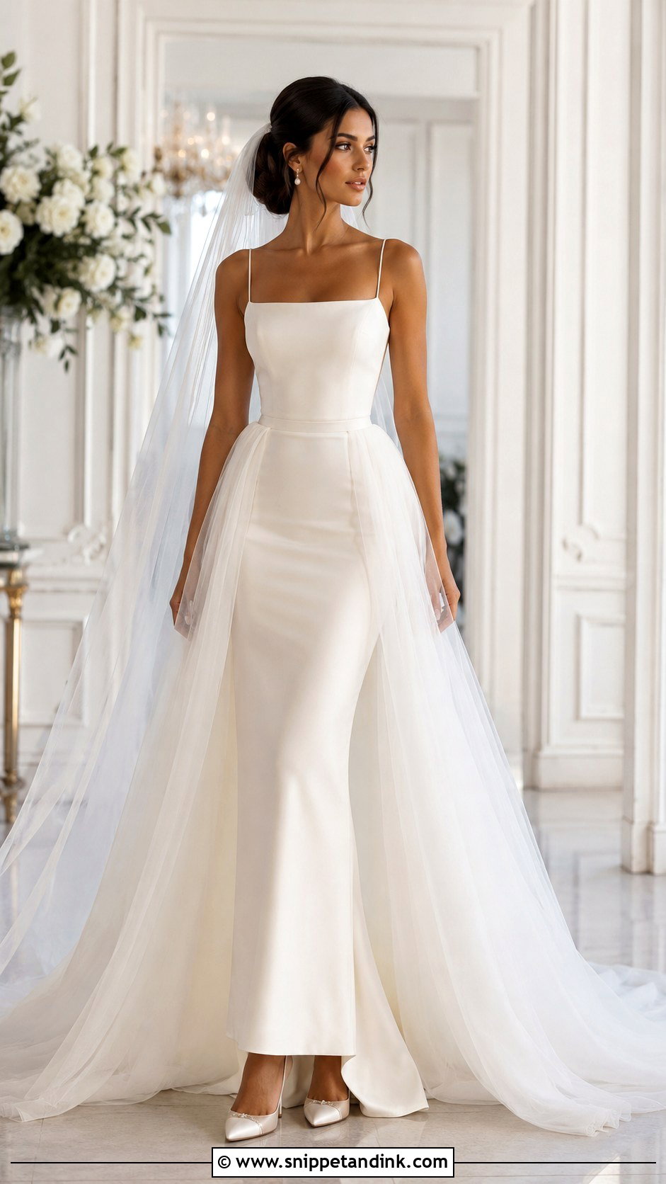 Slim Wedding Dress With Overskirt - Snippet and Ink - 25 Slim Wedding Dress Ideas