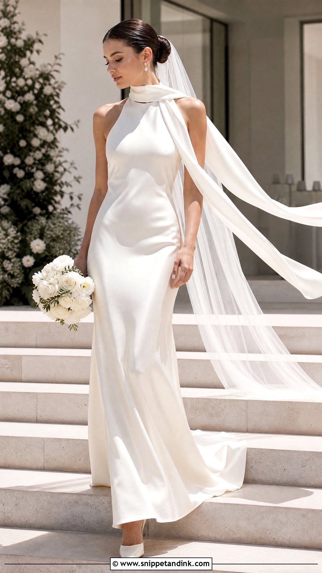 Slinky Wedding Dress With Detachable Scarf - Snippet and Ink - 20 Slinky Wedding Dress Ideas