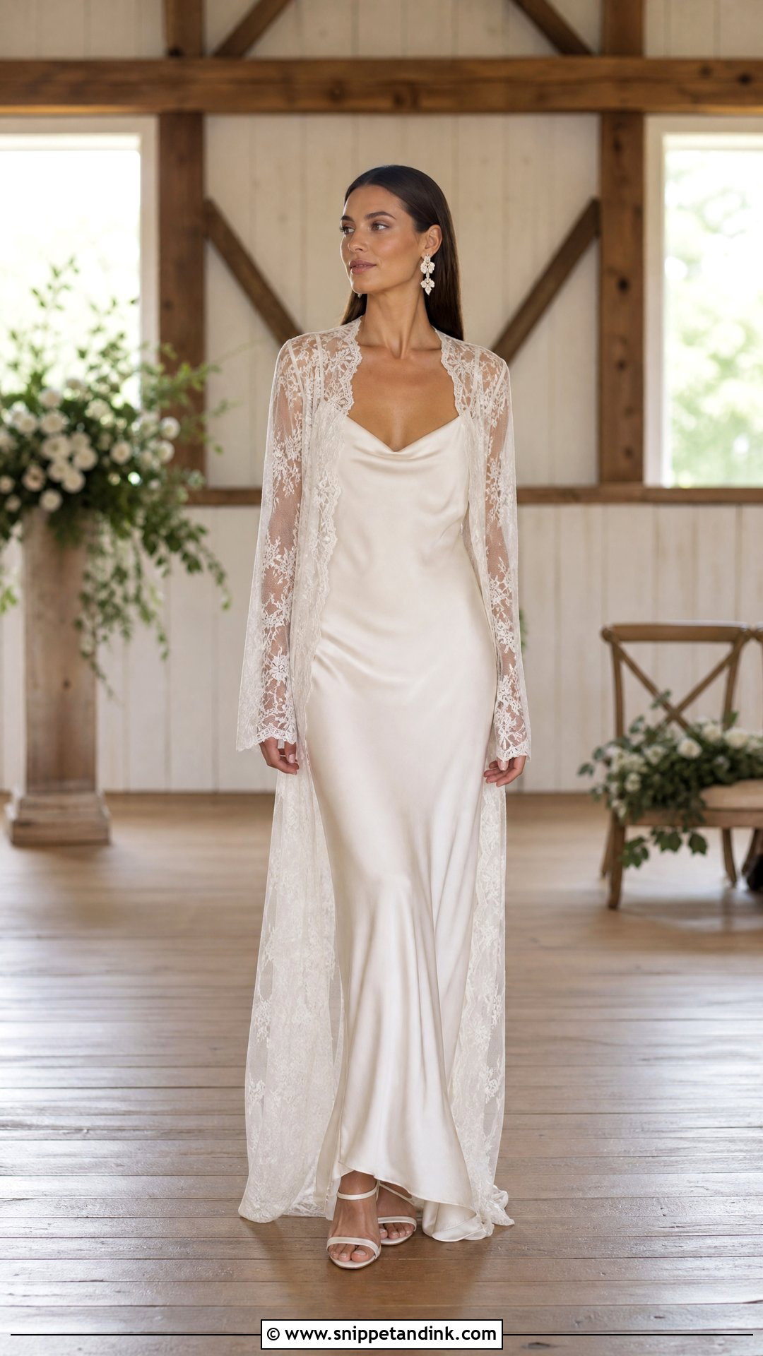 Slip Barn Wedding Dress With Lace Cover Up - Snippet and Ink - 25 Barn Wedding Dresses
