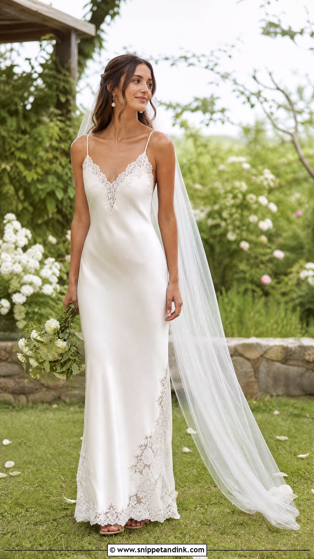 Slip Boho Wedding Dress With Lace Trim - Snippet and Ink - 25 Boho Whimsical Wedding Dress Ideas