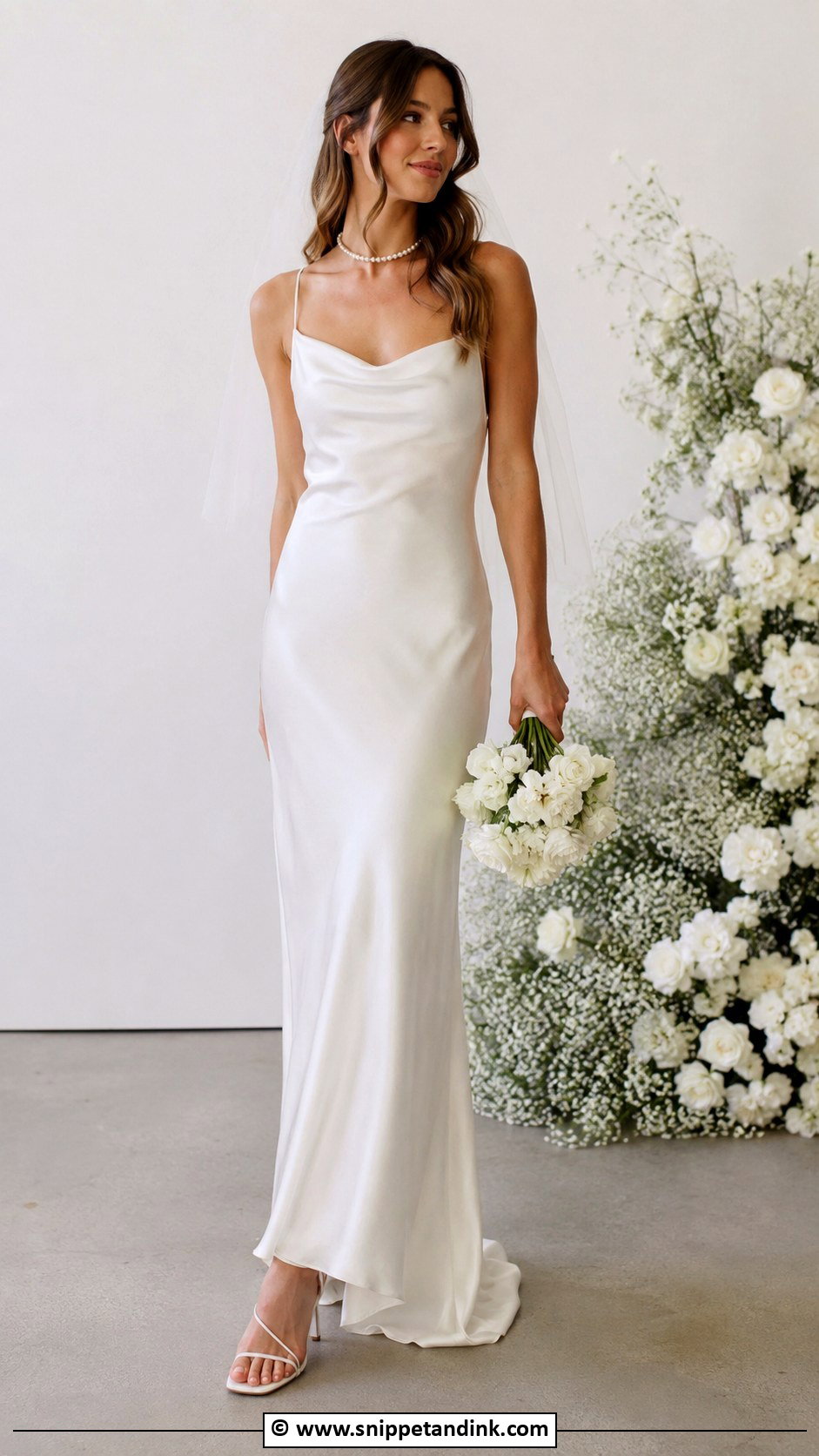 Slip Bride Gown With Pearl Choker - Snippet and Ink - 25 Bride Gowns