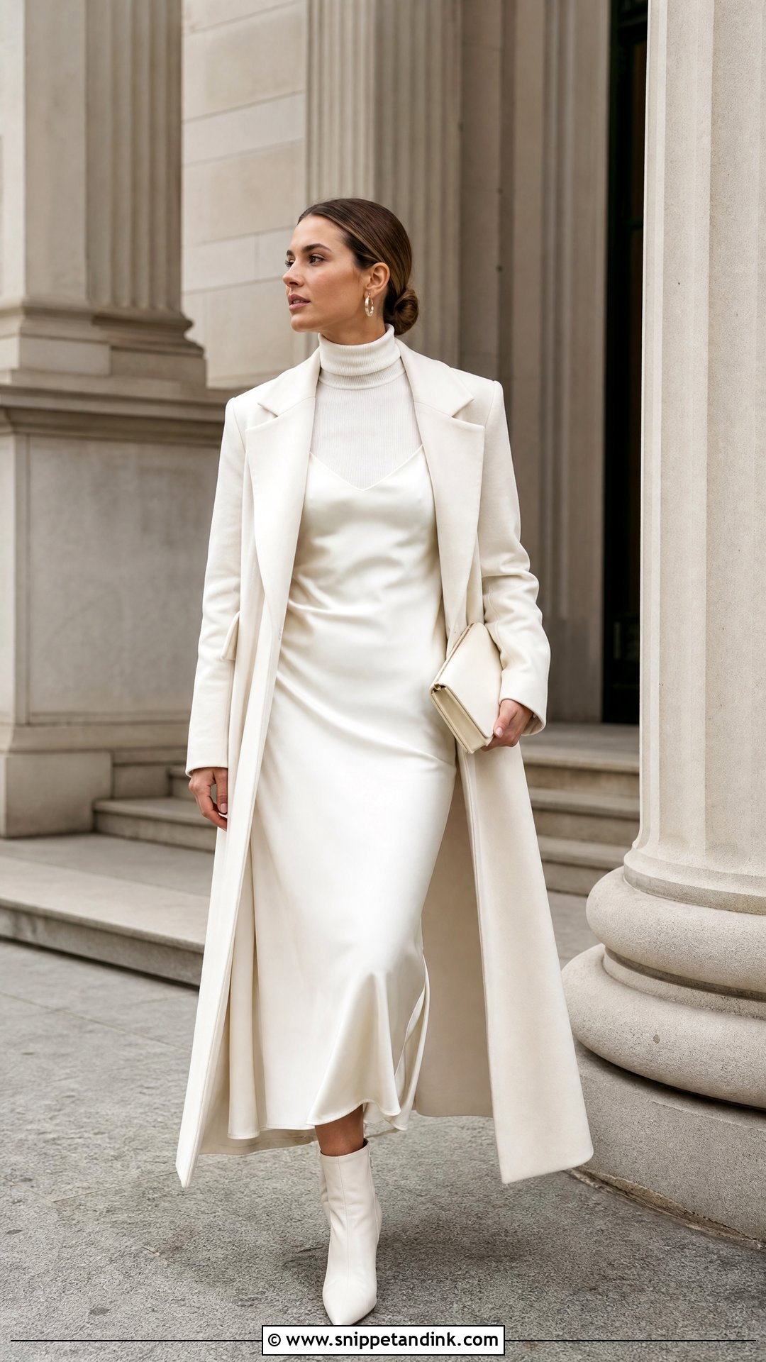 Slip Civil Wedding Dress With Turtleneck - Snippet and Ink - 20 Winter Civil Wedding Dress Ideas