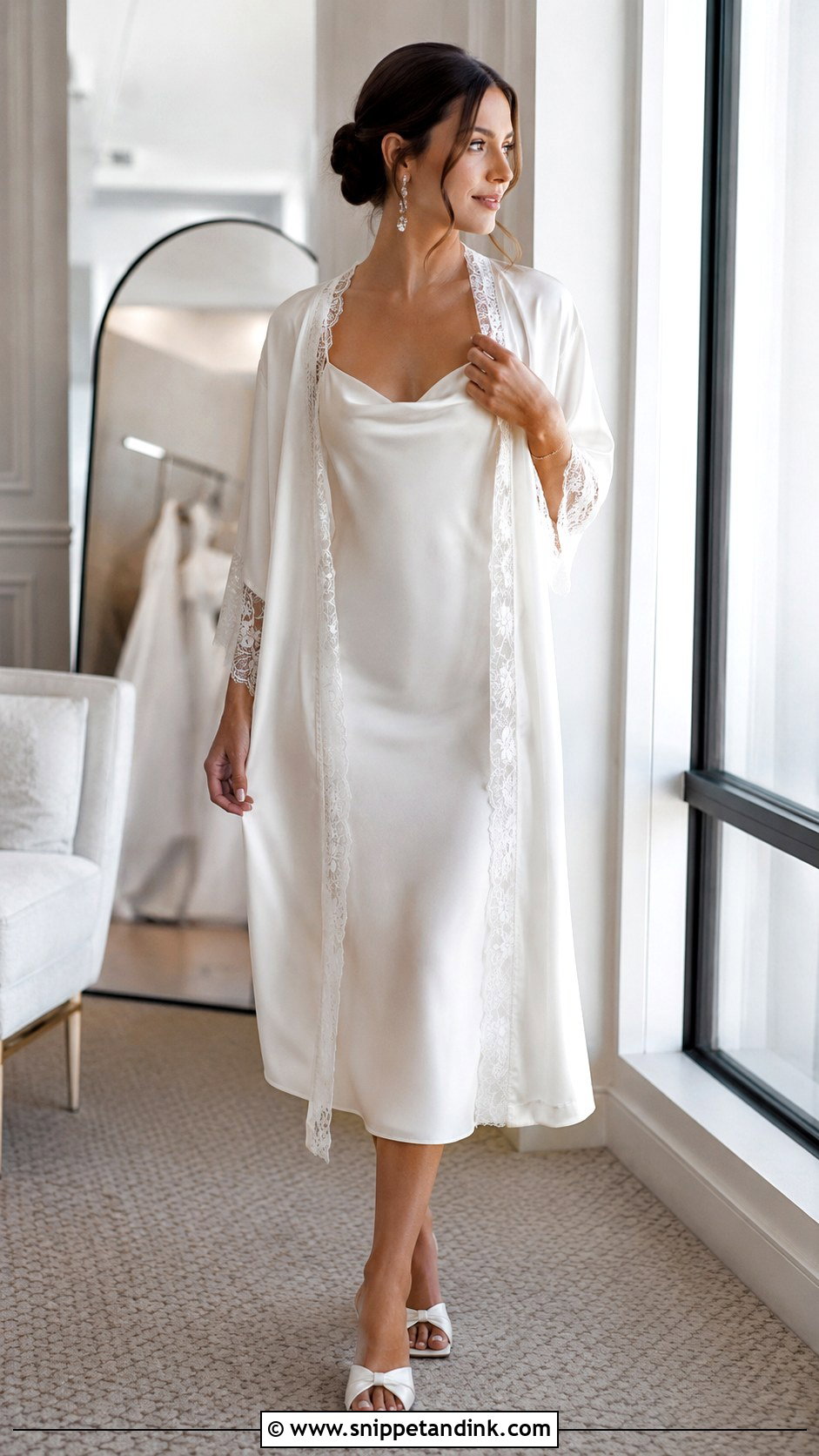 Slip Dress And Batas Bride Robe Outfit - Snippet and Ink - 20 Batas Bride Ideas