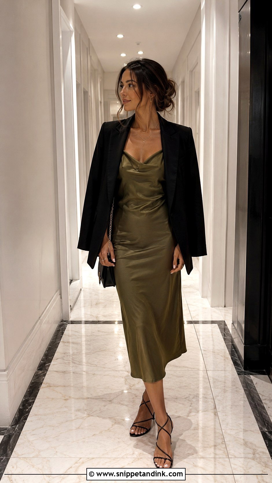 Slip Dress And Blazer Wedding Dinner Outfit - Snippet and Ink - 25 Wedding Dinner Outfit Ideas
