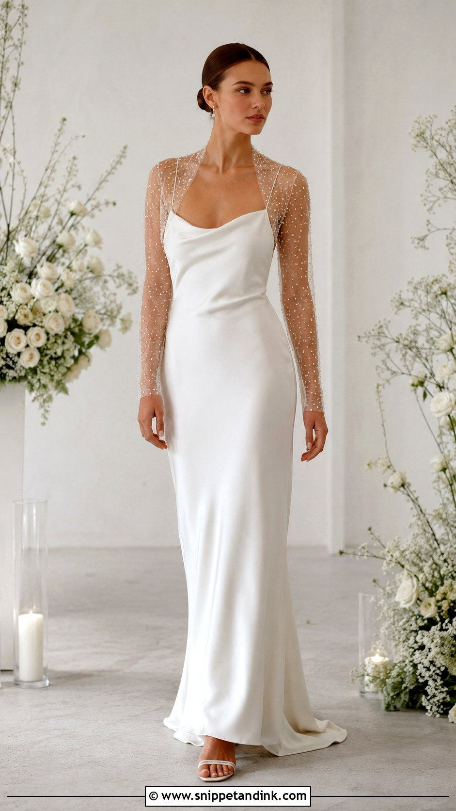 Slip Dress With Bolero - Snippet and Ink - 25 Bolero Wedding Dress Ideas