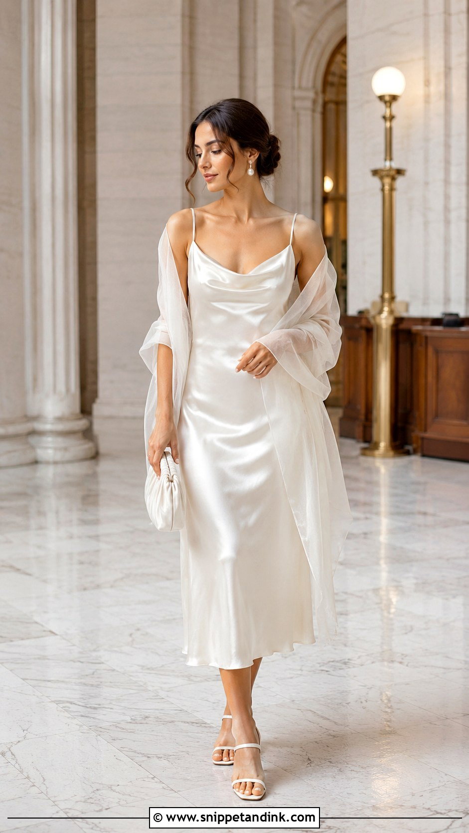 Slip Midi Civil Wedding Dress With Sheer Wrap - Snippet and Ink - 25 Civil Wedding Dress Simple Midi Ideas
