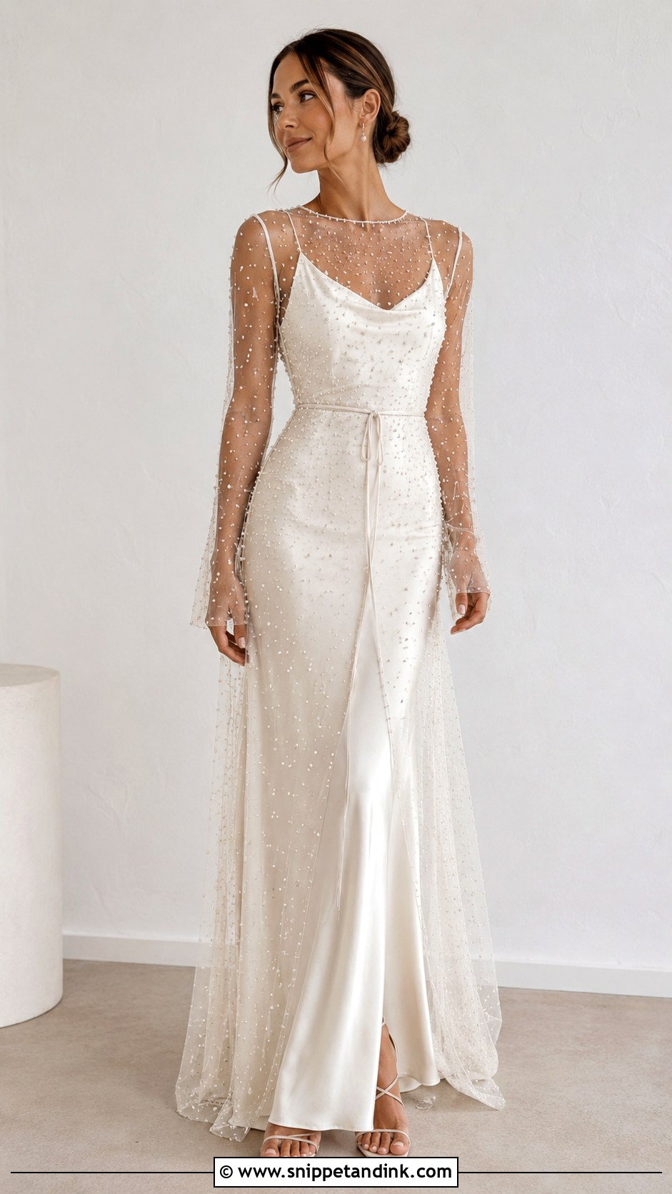 Slip Wedding Dress With Beaded Topper - Snippet and Ink - 25 20s Wedding Dress Ideas
