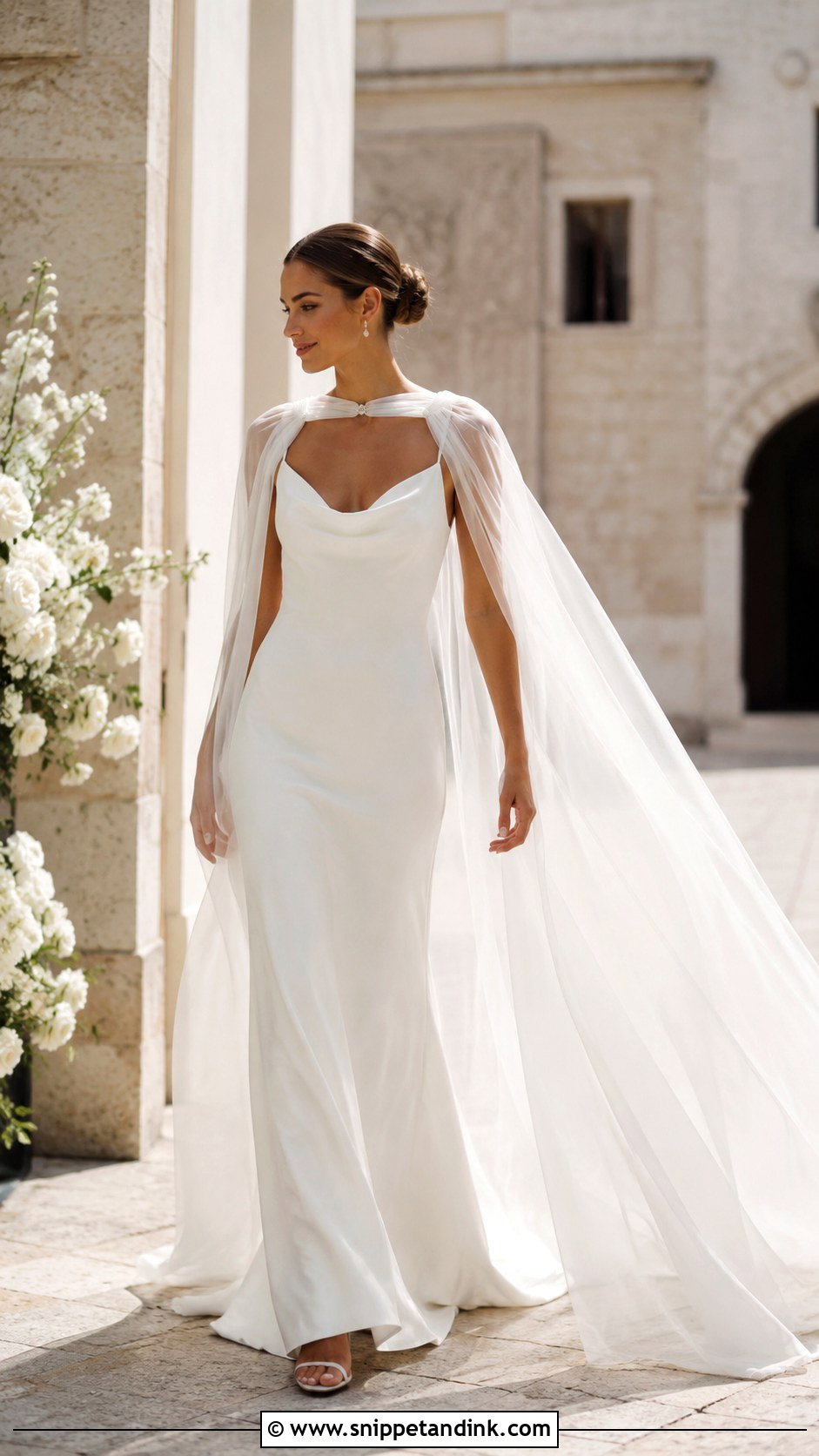Slip Wedding Dress With Cape - Snippet and Ink - 25 Slip Wedding Dress Ideas