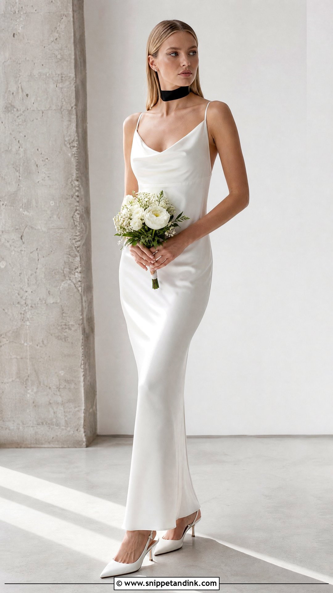 Slip Wedding Dress With Choker - Snippet and Ink - 25 Edgy Wedding Dress Ideas