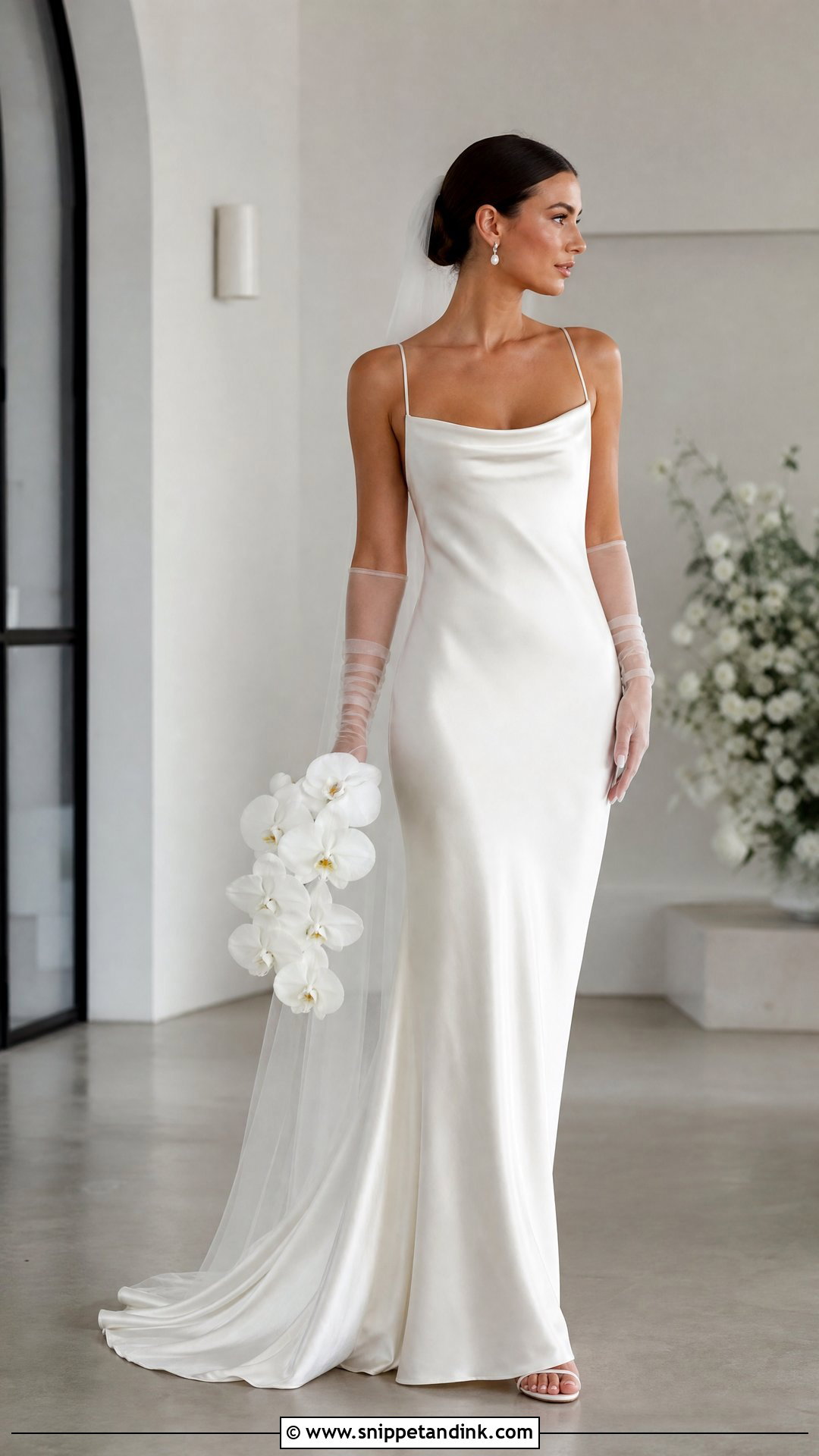 Slip Wedding Dress With Mesh Gloves - Snippet and Ink - 20 Wedding Dress and Gloves Ideas