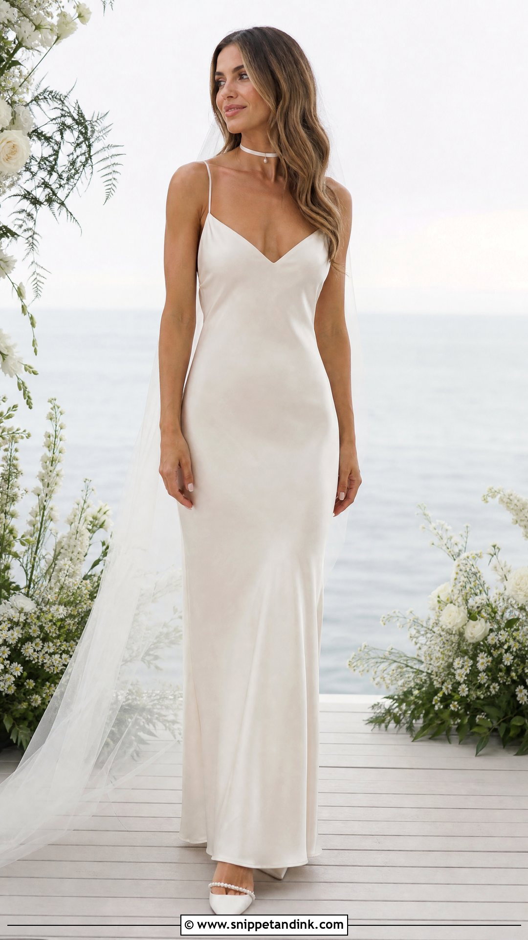 Slip Wedding Dress With Ribbon Choker - Snippet and Ink - 20 Wedding Dress with Choker Ideas
