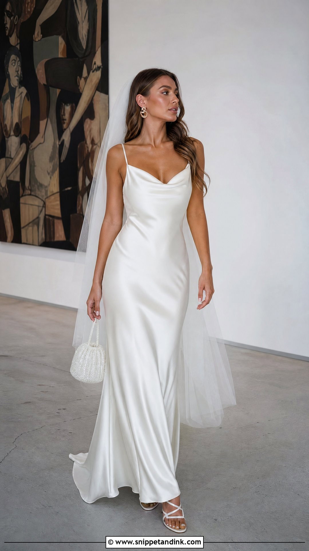 Slip Wedding Dress With Strappy Heels - Snippet and Ink - 20 Online Wedding Dress Ideas
