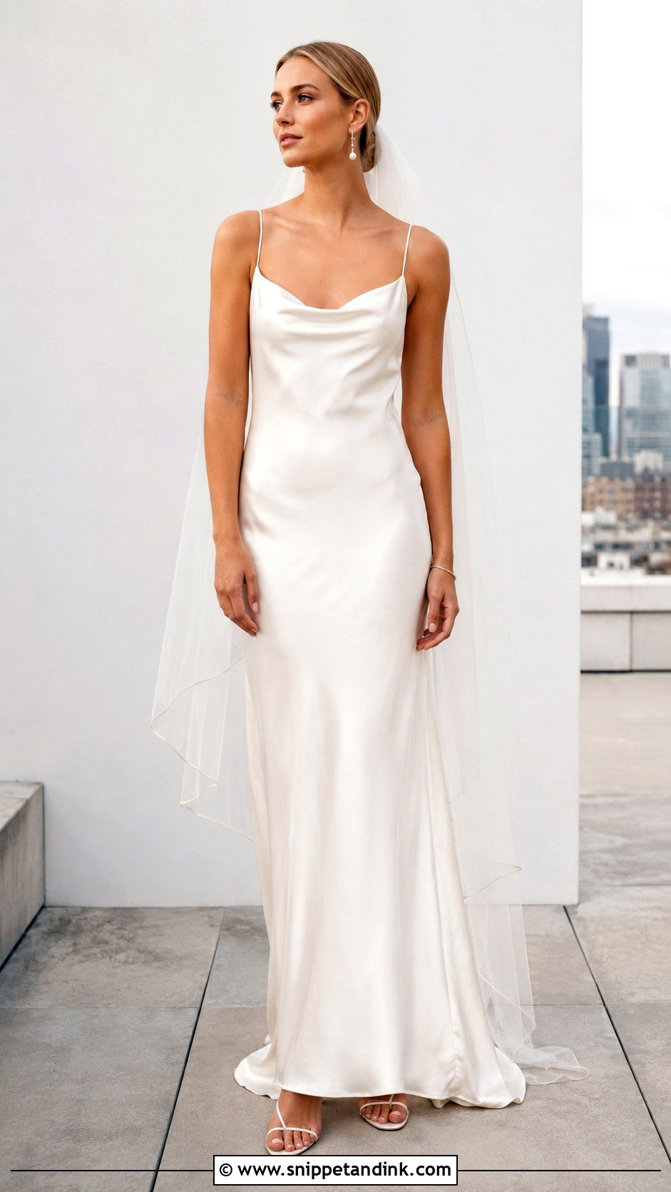 Slip Wedding Dress With Strappy Sandals - Snippet and Ink - 25 Small Wedding Dress Ideas