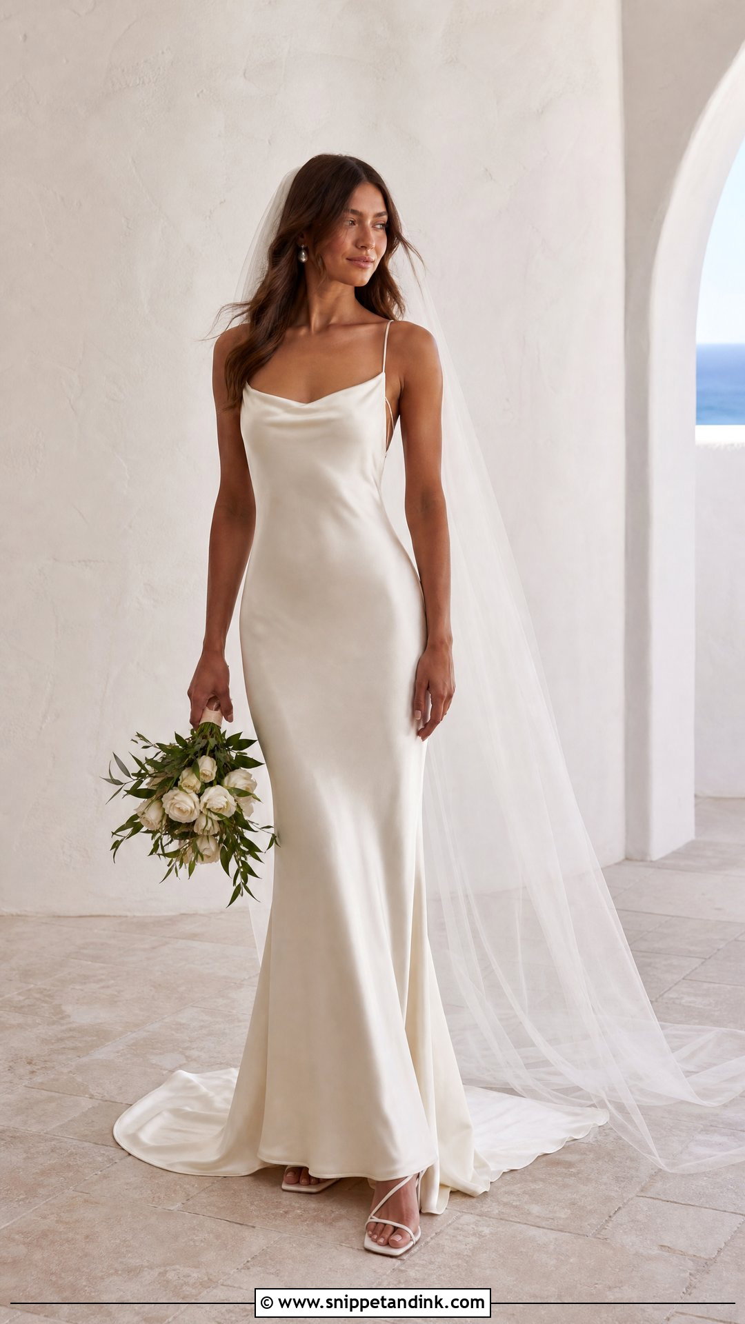 Slip Wedding Dress With Veil - Snippet and Ink - 25 Sophisticated Wedding Dress Ideas