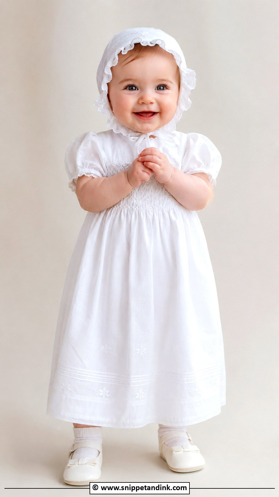 Smocked Baptism Dress With Bonnet - Snippet and Ink - 25 Baby Girl Baptism Dress Ideas