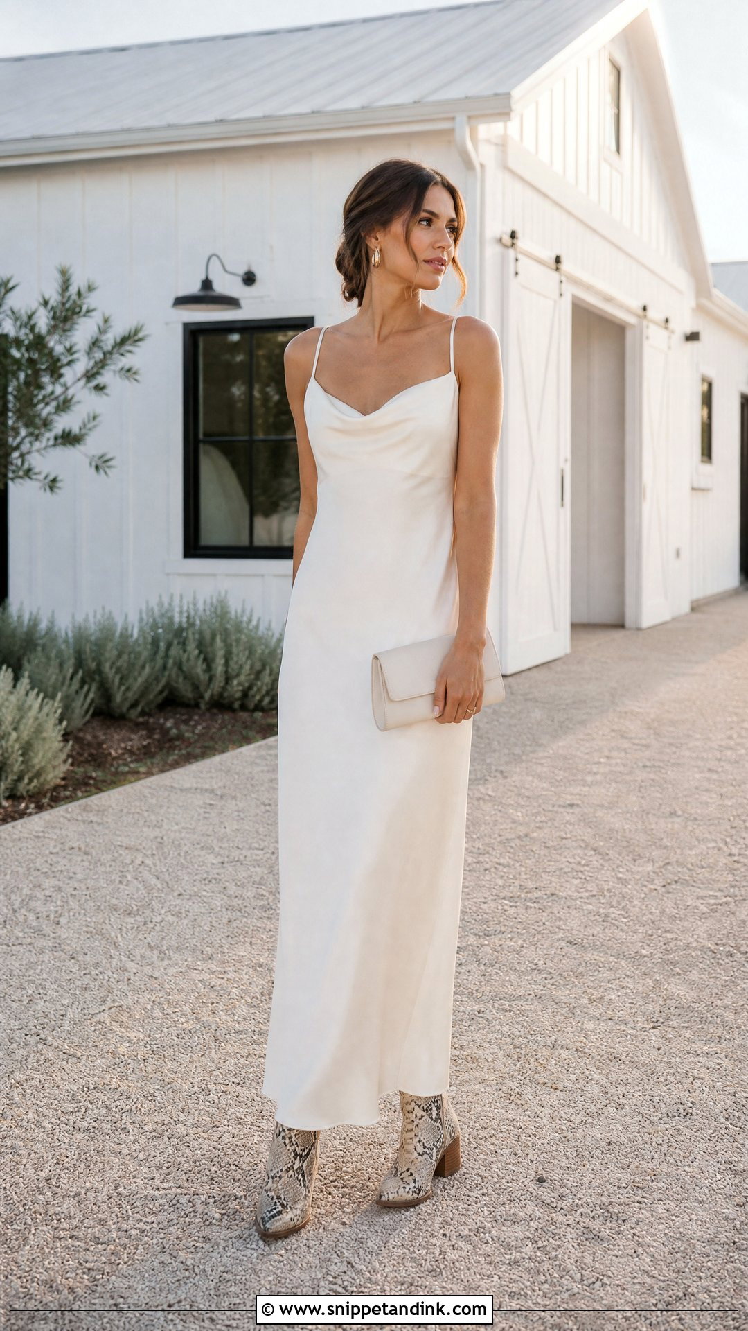 Snakeskin Western Heels With Minimal Wedding Dress - Snippet and Ink - 20 Western Wedding Heels Ideas