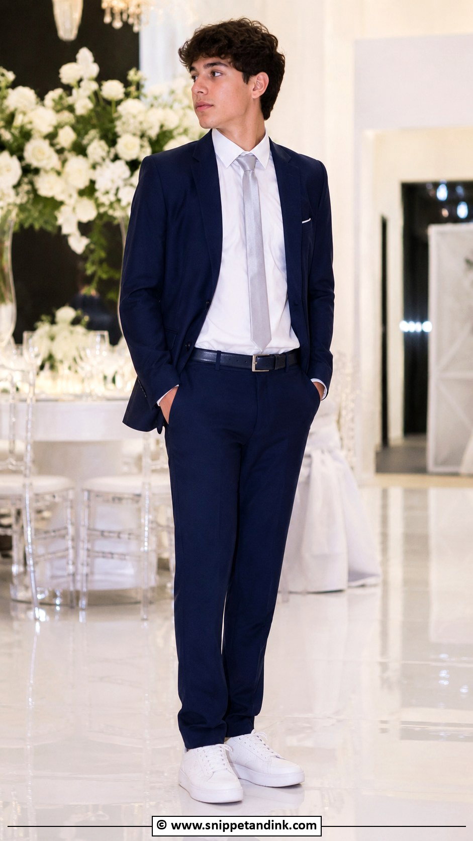 Sneakers With Suit Chambelanes Outfit - Snippet and Ink - 25 Chambelanes Outfits