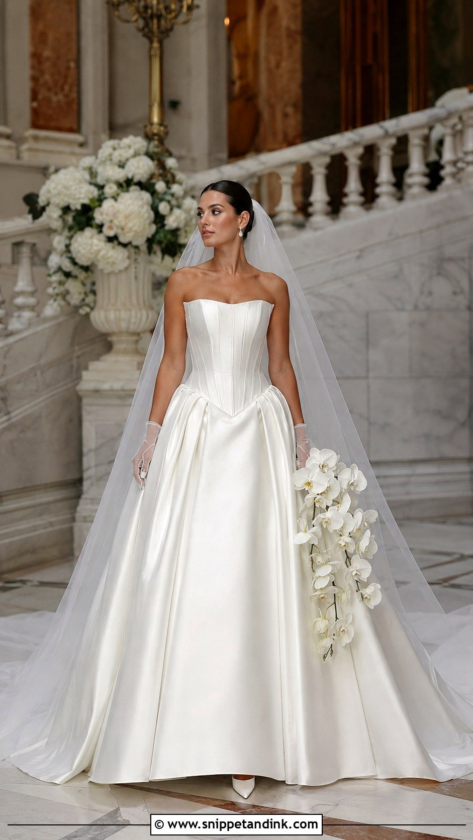 Snow White Basque Waist Wedding Dress - Snippet and Ink - 20 Snow White Wedding Dress Ideas