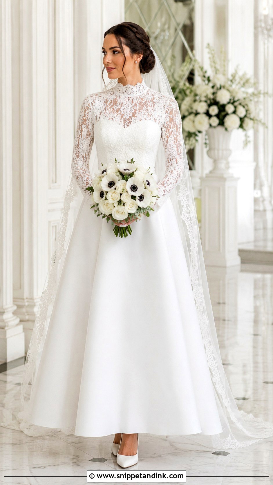Snow White High Neck Wedding Dress - Snippet and Ink - 20 Snow White Wedding Dress Ideas