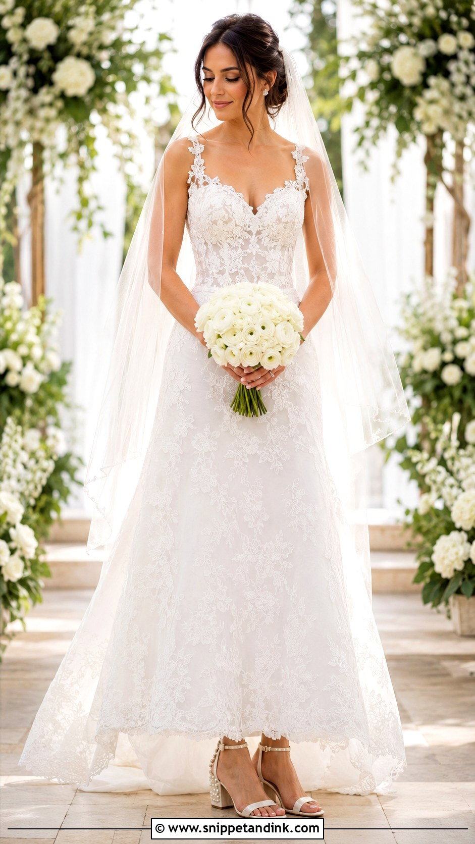 Snow White Lace A Line Wedding Dress - Snippet and Ink - 20 Snow White Wedding Dress Ideas