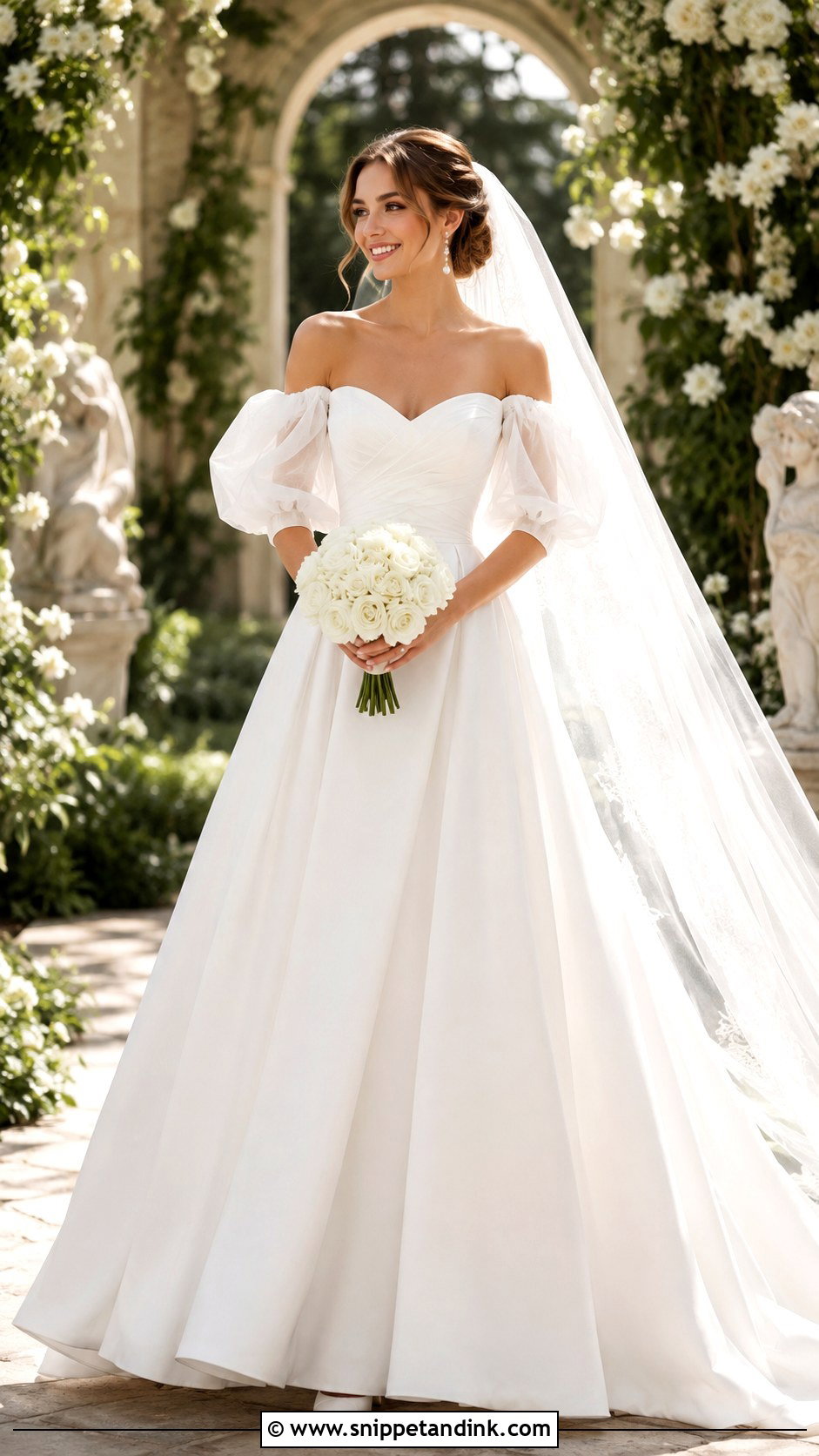 Snow White Puff Sleeve Wedding Dress - Snippet and Ink - 20 Snow White Wedding Dress Ideas