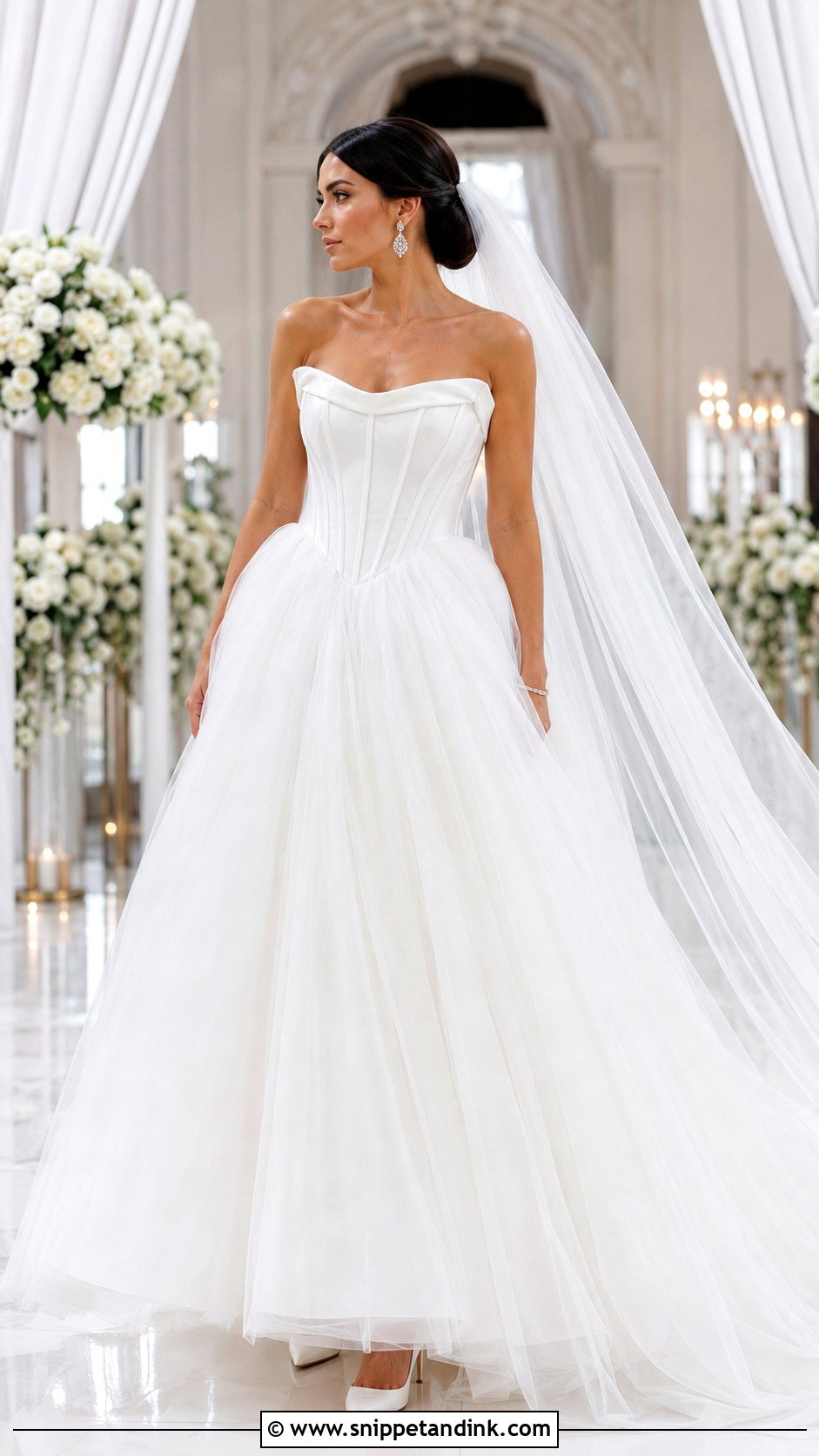 Snow White Strapless Corset Wedding Dress - Snippet and Ink - 20 Snow White Wedding Dress Ideas