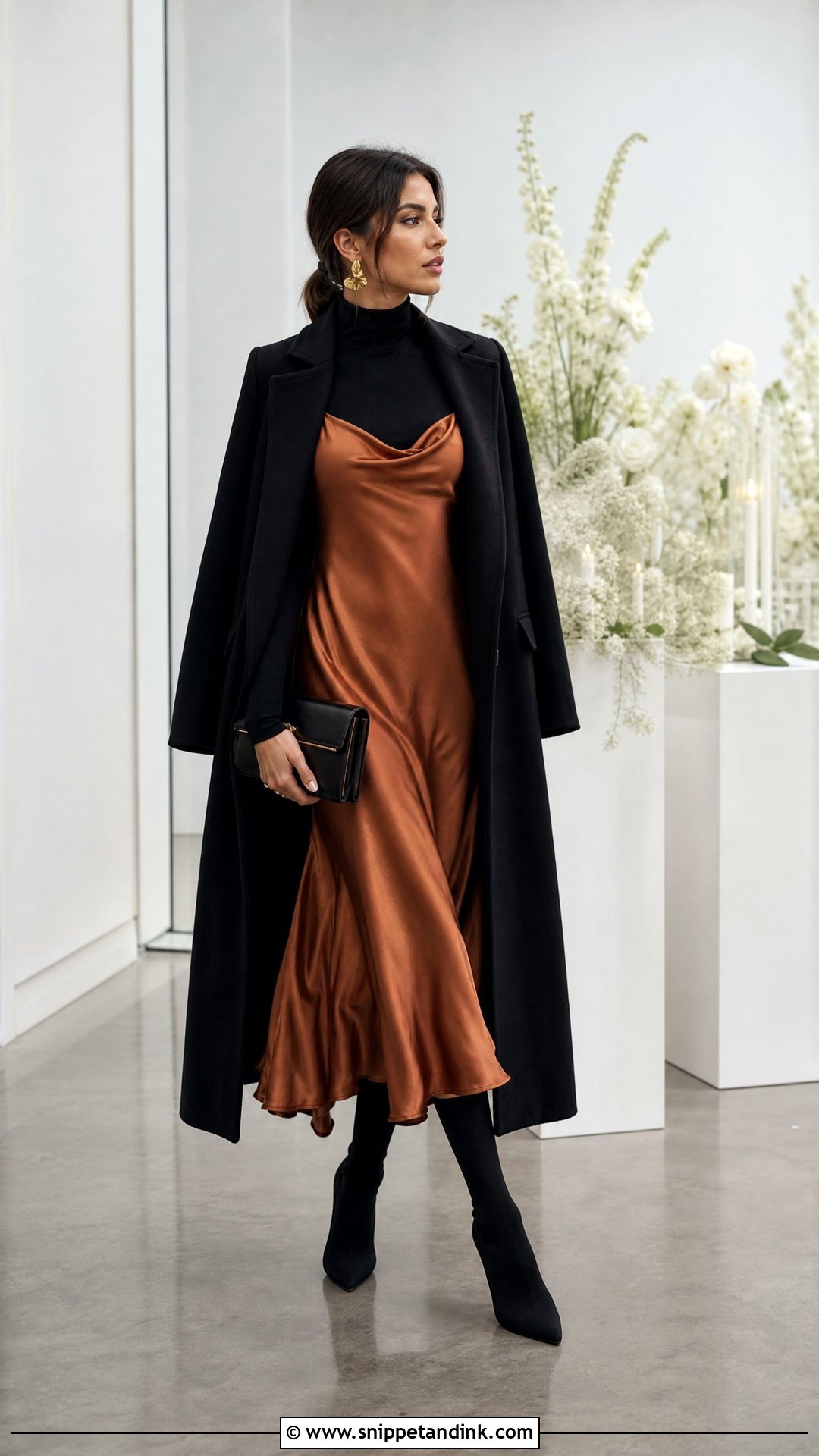 Sock Boots With Satin Slip Dress - Snippet and Ink - 20 Winter Wedding Boots Ideas