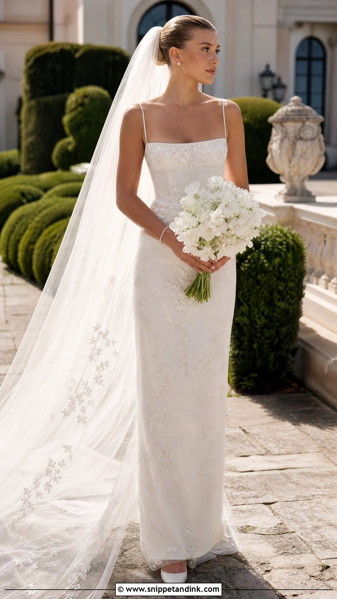 Sofia Richie Embroidered Column Wedding Dress - Snippet and Ink - 20 Sophia Richie Wedding Dress Ideas