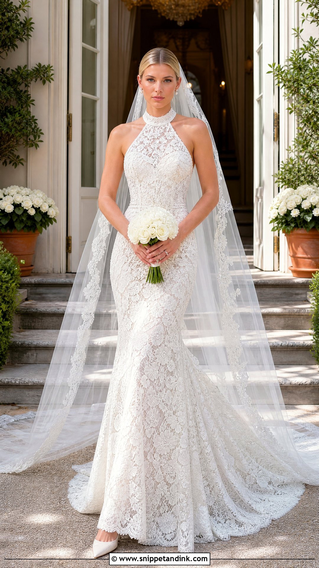 Sofia Richie Halter Lace Wedding Dress - Snippet and Ink - 25 Sofia Richie Wedding Dress Ideas