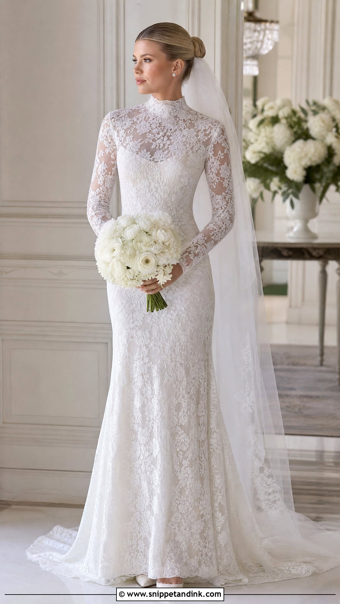 Sofia Richie Mock Neck Wedding Dress - Snippet and Ink - 25 Sofia Richie Wedding Dress Ideas