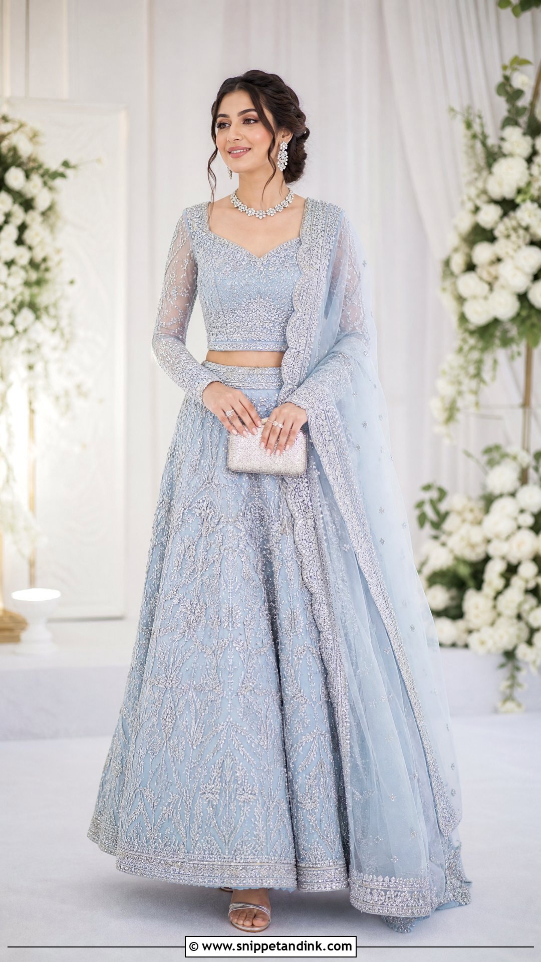 Soft Blue Walima Lehenga Dress - Snippet and Ink - 25 Walima Bride Dresses