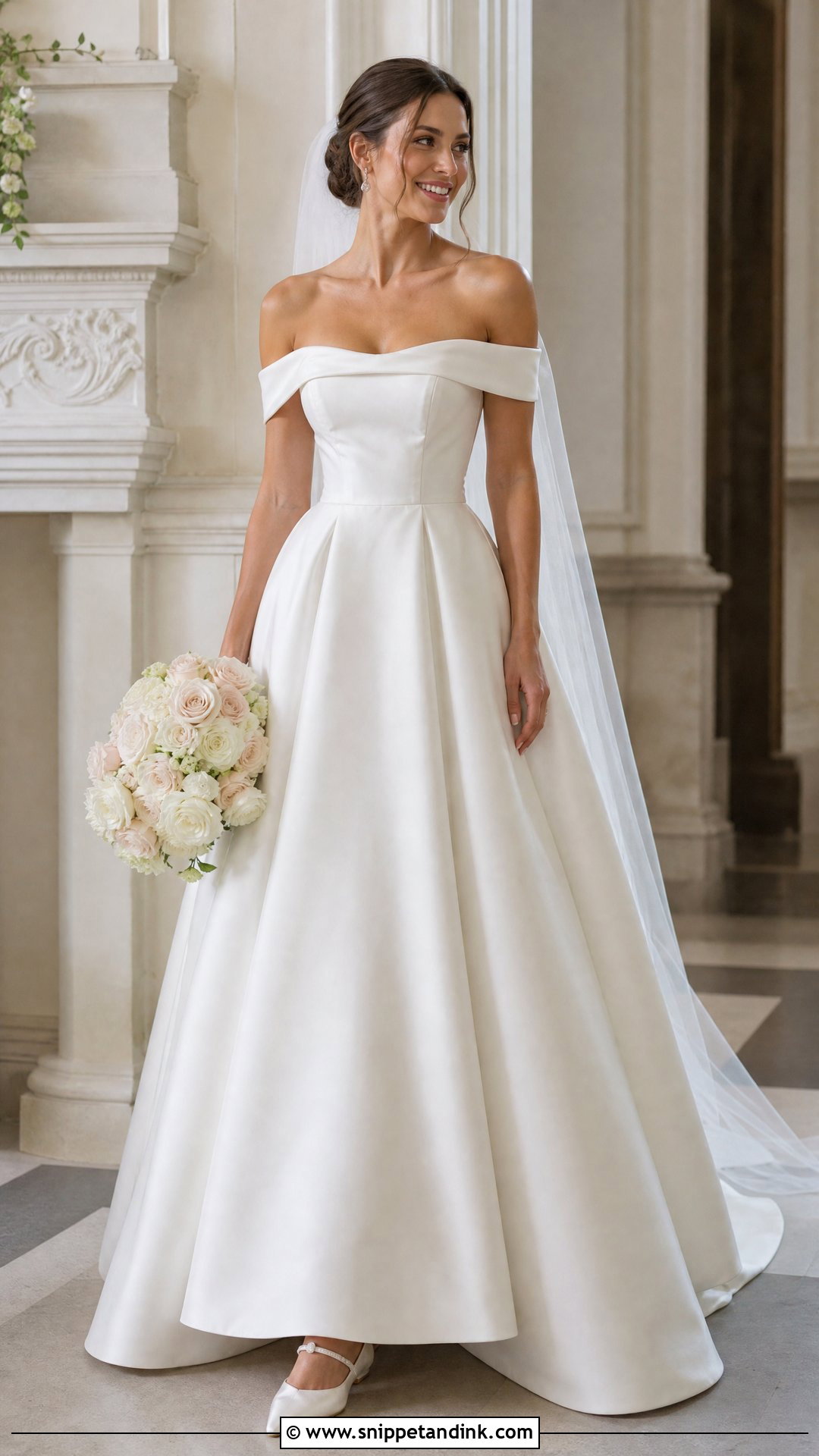 Soft Classic Off The Shoulder Wedding Dress - Snippet and Ink - 20 Soft Classic Wedding Dress Ideas