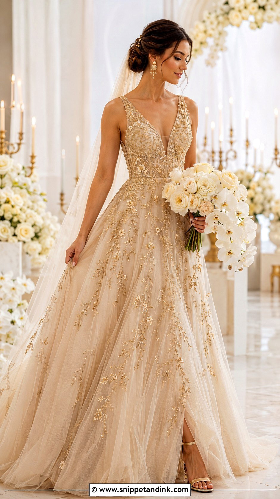 Soft Gold Goddess Wedding Dress - Snippet and Ink - 25 Ethereal Wedding Dress Goddesses Ideas