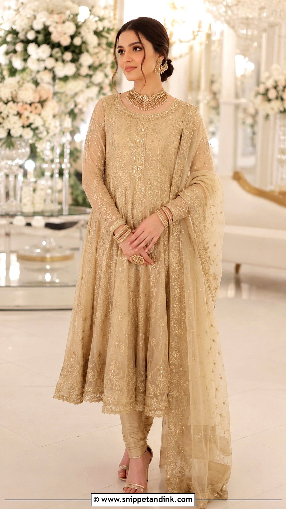 Soft Gold Nikah Anarkali Outfit - Snippet and Ink - 25 Pakistani Nikah Outfit Ideas