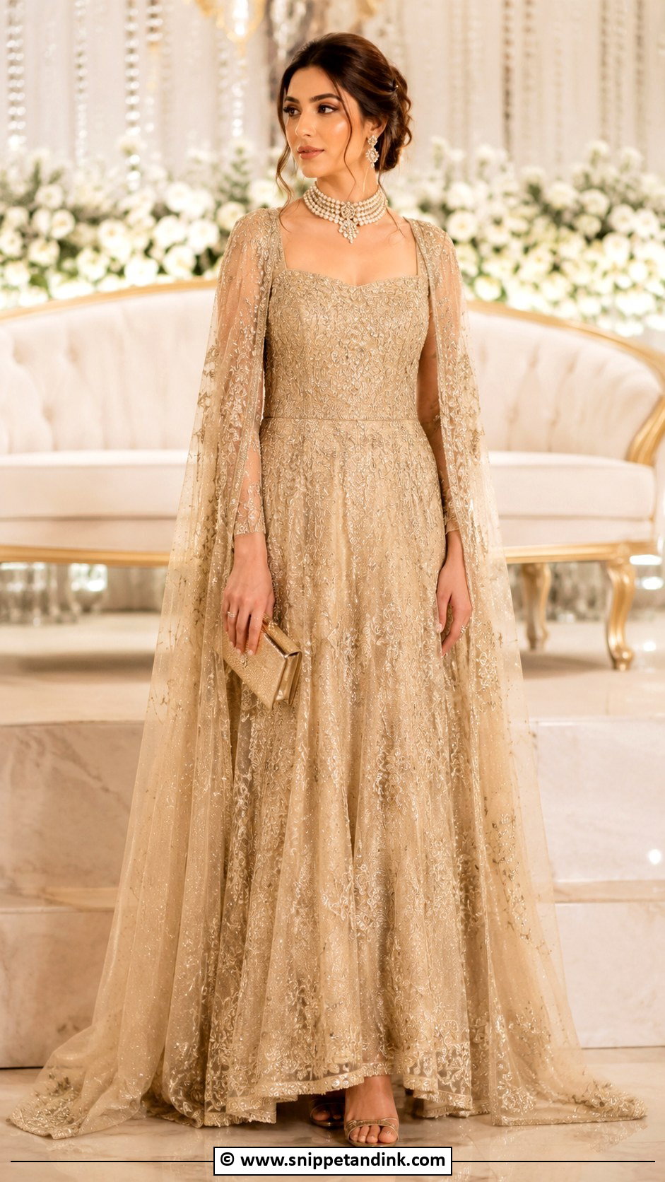 Soft Gold Valima Bridal Gown - Snippet and Ink - 30 Valima Bridal Dress Pakistan Ideas
