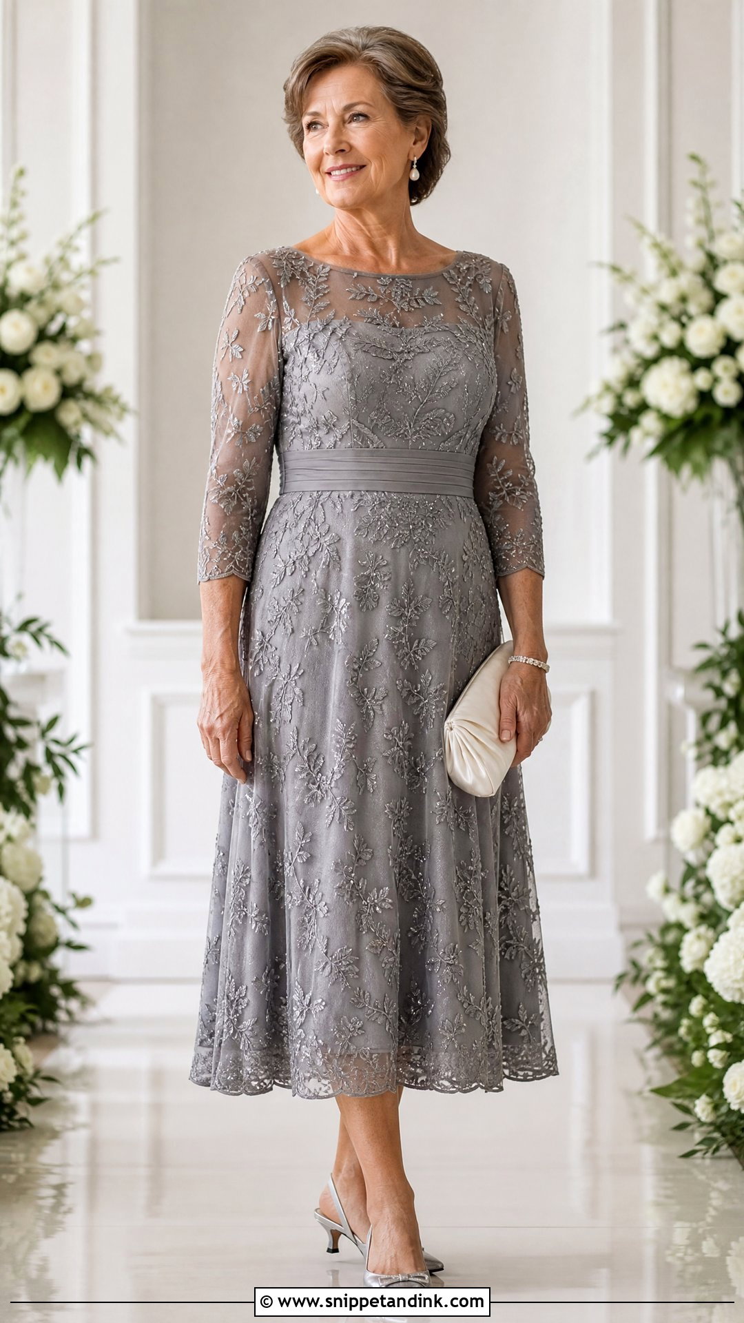 Soft Gray Embellished Vow Renewal Dress - Snippet and Ink - 20 Vow Renewal Dress 25th Anniversary Ideas