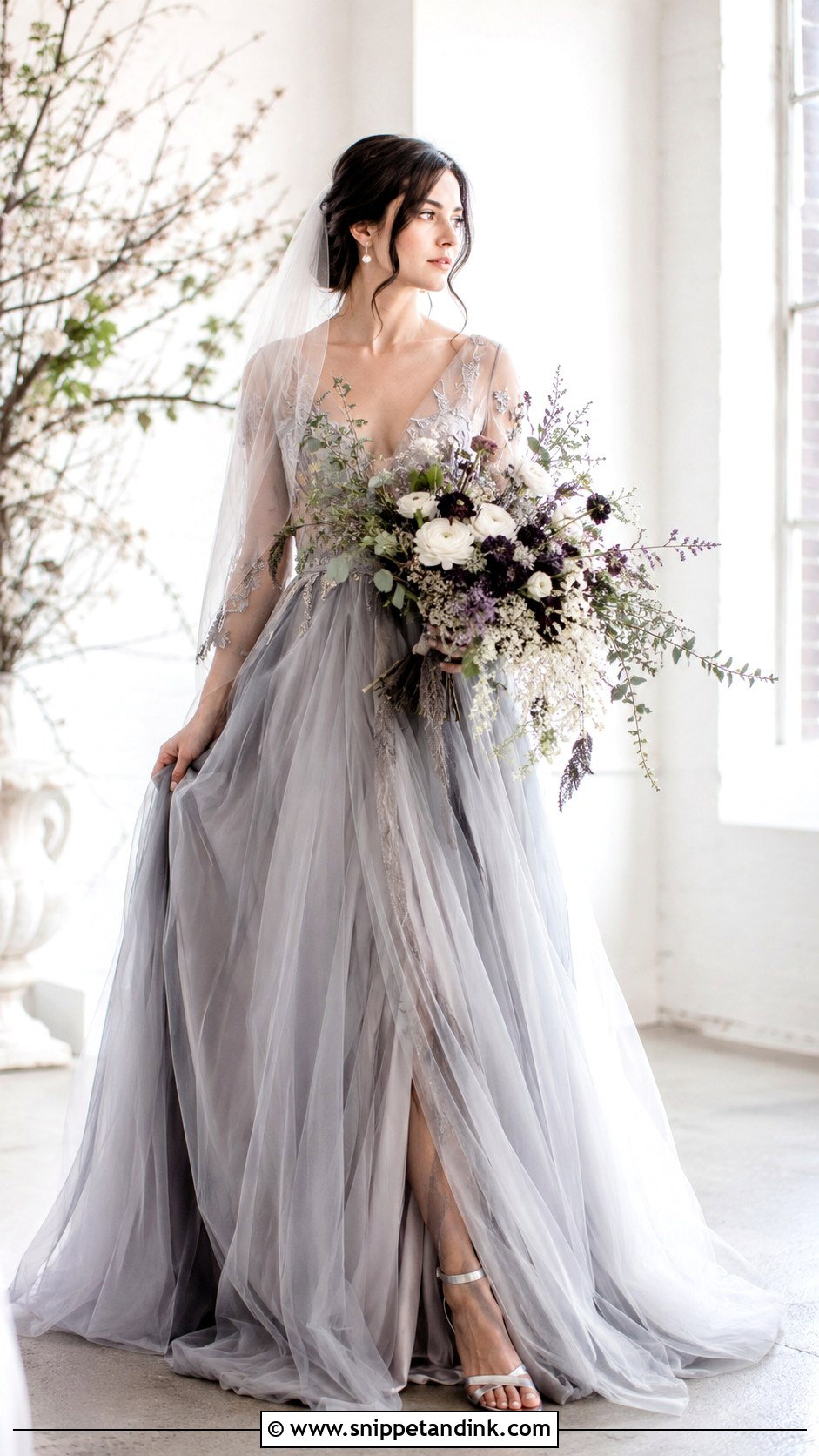 Soft Gray Witchy Wedding Dress - Snippet and Ink - 30 Witchy Wedding Dress Ideas