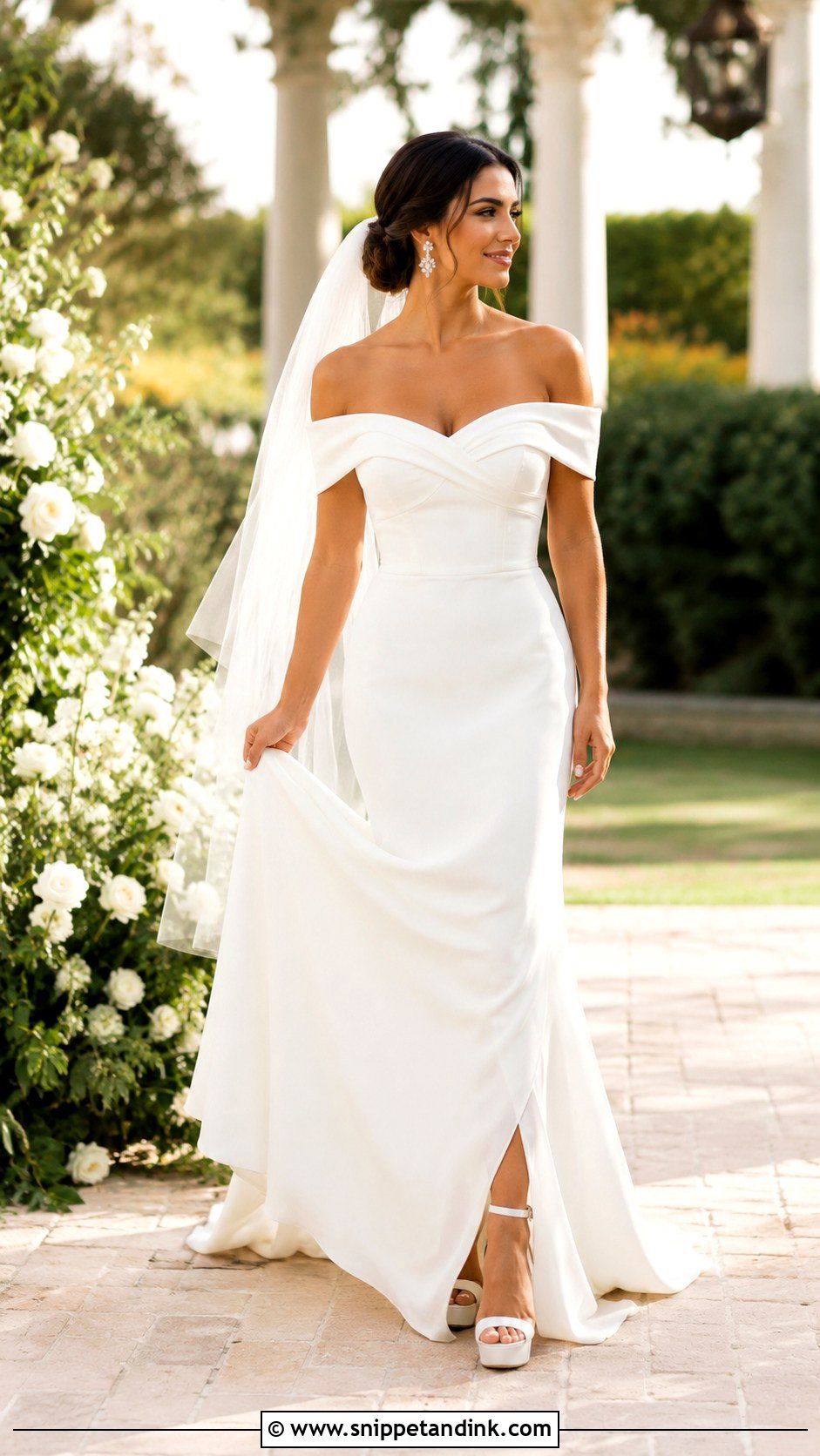 Soft Off Shoulder Wedding Dress - Snippet and Ink - 25 Soft Wedding Dress Ideas