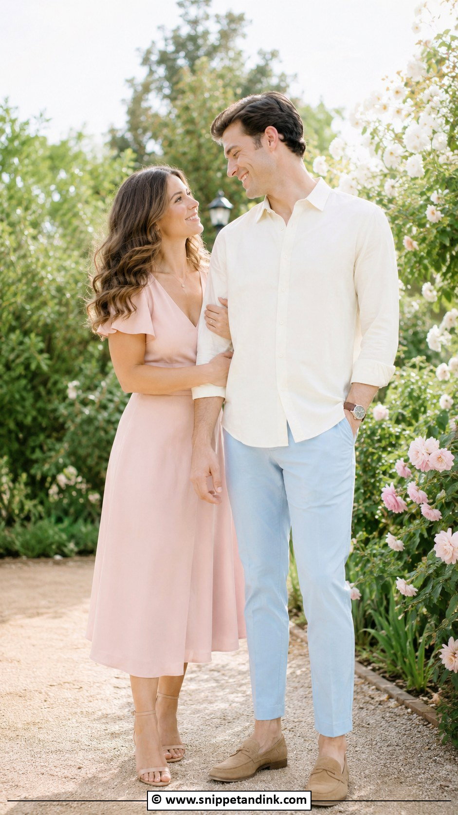 Soft Pastel Couples Photoshoot Outfit - Snippet and Ink - 30 Couples Photoshoot Outfits