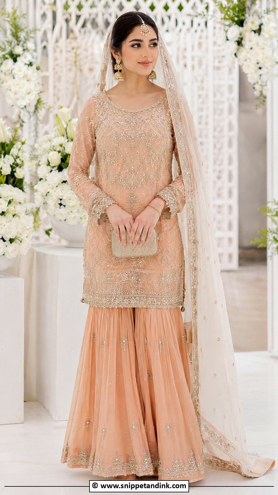 Soft Peach Nikkah Sharara Outfit - Snippet and Ink - 35 Nikkah Dress Ideas