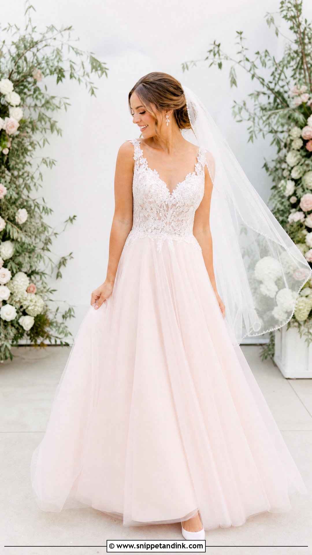 Soft Pink A Line Wedding Dress - Snippet and Ink - 25 Soft Pink Wedding Dress Ideas
