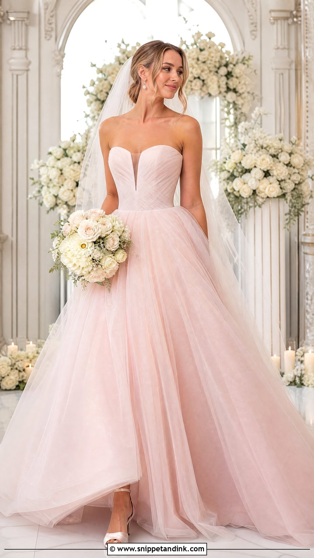 Soft Pink Ball Gown Wedding Dress - Snippet and Ink - 25 Soft Pink Wedding Dress Ideas