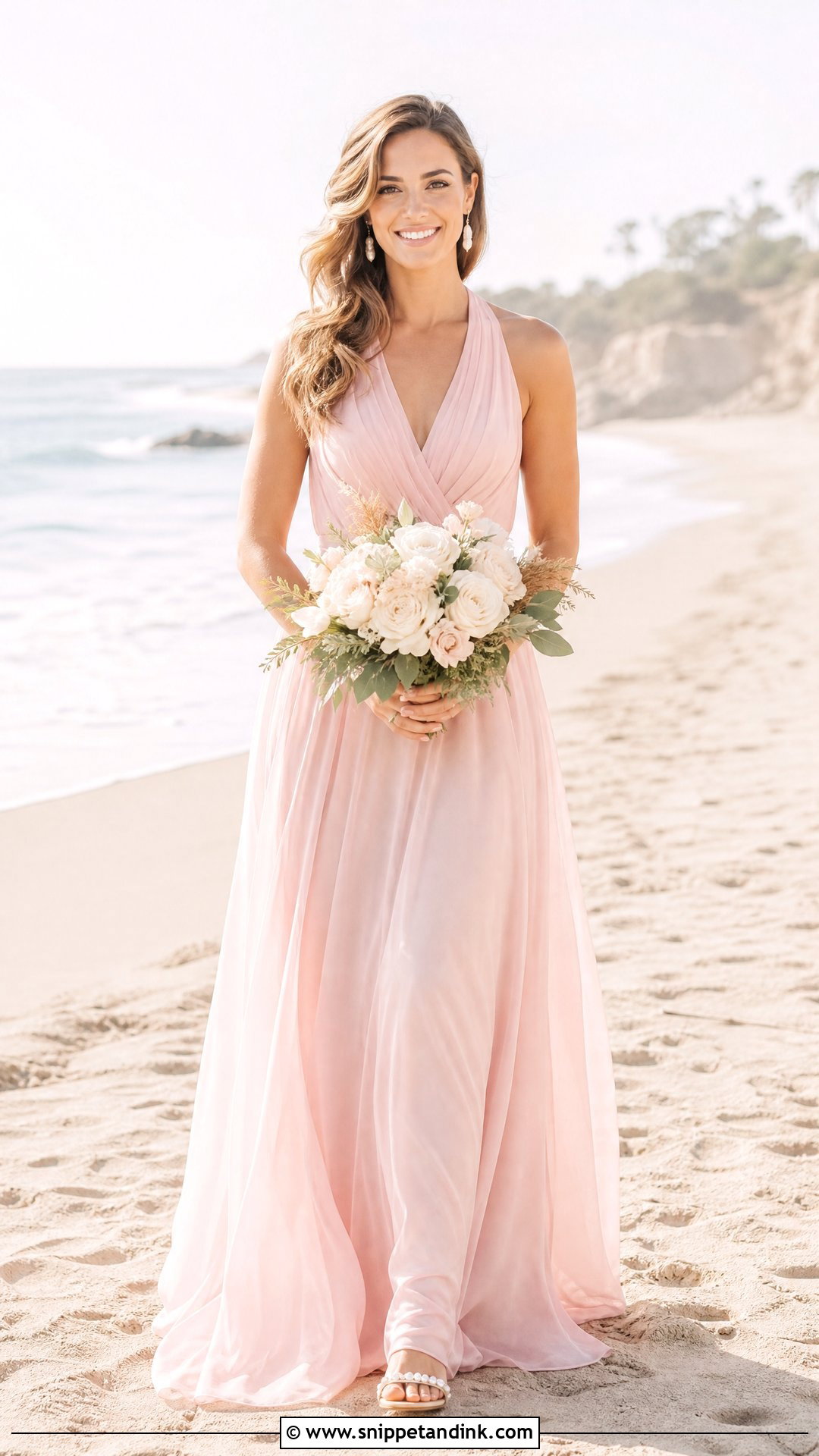Soft Pink Beach Wedding Dress - Snippet and Ink - 25 Soft Pink Wedding Dress Ideas