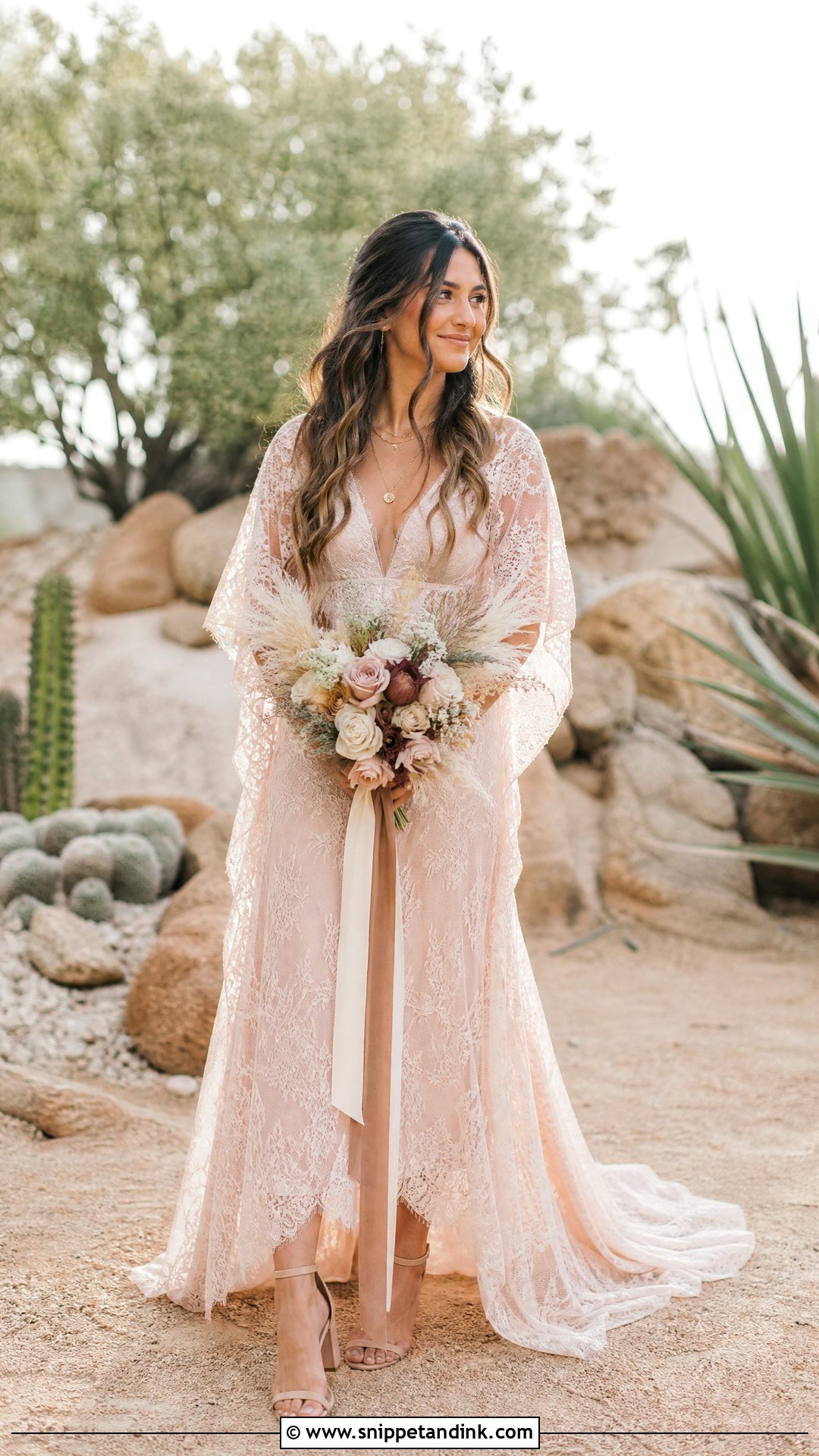 Soft Pink Boho Wedding Dress - Snippet and Ink - 25 Soft Pink Wedding Dress Ideas