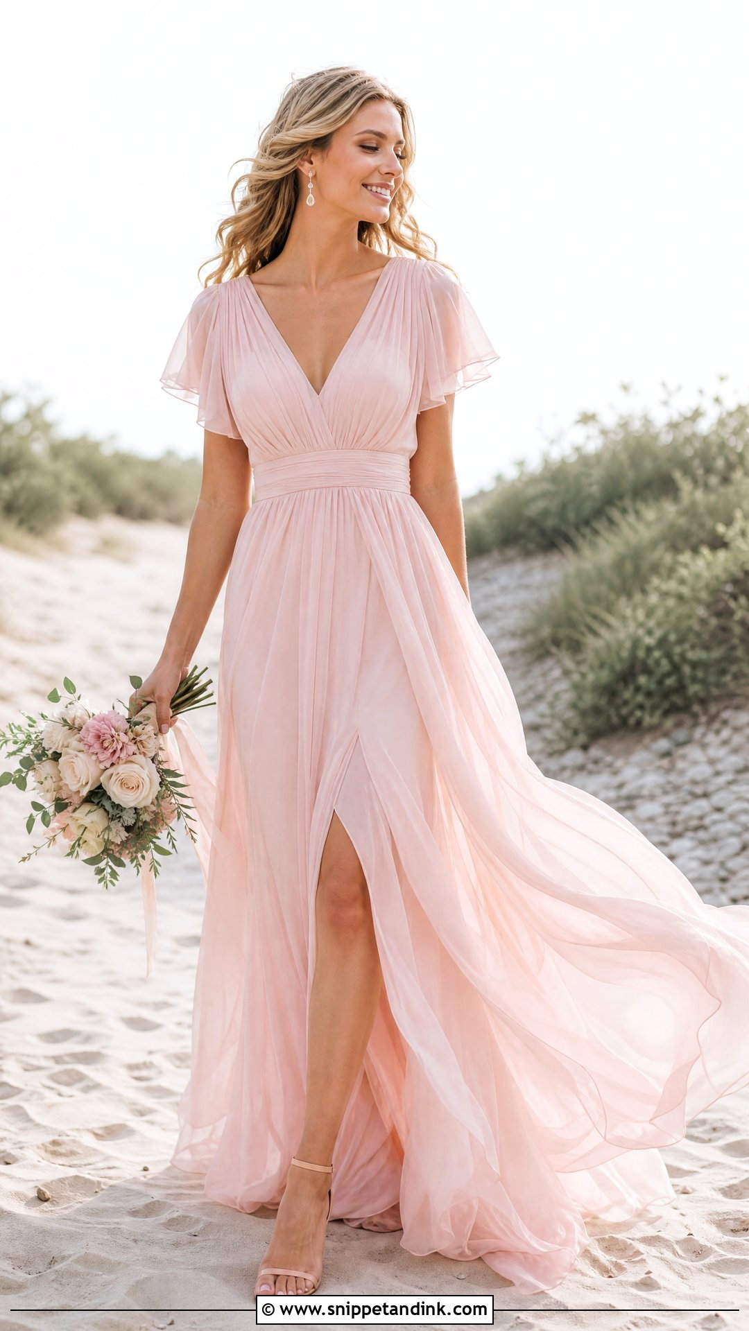 Soft Pink Chiffon Wedding Dress - Snippet and Ink - 25 Soft Pink Wedding Dress Ideas
