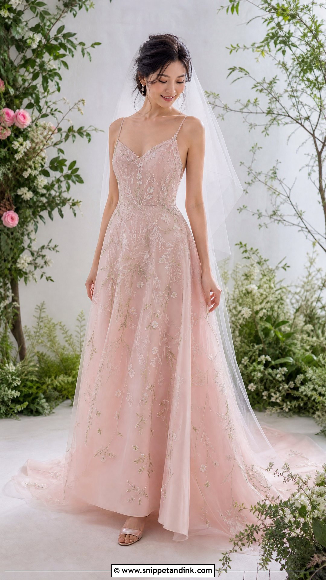 Soft Pink Embroidered Wedding Dress - Snippet and Ink - 25 Soft Pink Wedding Dress Ideas
